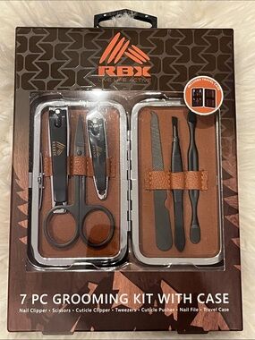 RBX 7-Piece Men’s Grooming Kit in Brown and Black
